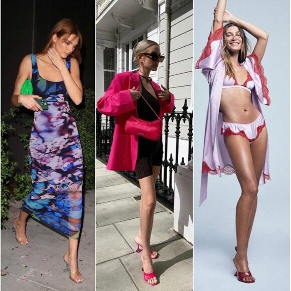 NWT AMINA MUADDI Lupita Sky Blue PVC and Patent Leather Mules Size EU37 - Picture 5 of 14